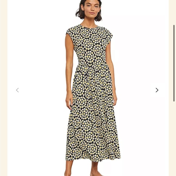 Boden Black and Yellow Floral Midi Dress - Picture 3 of 10